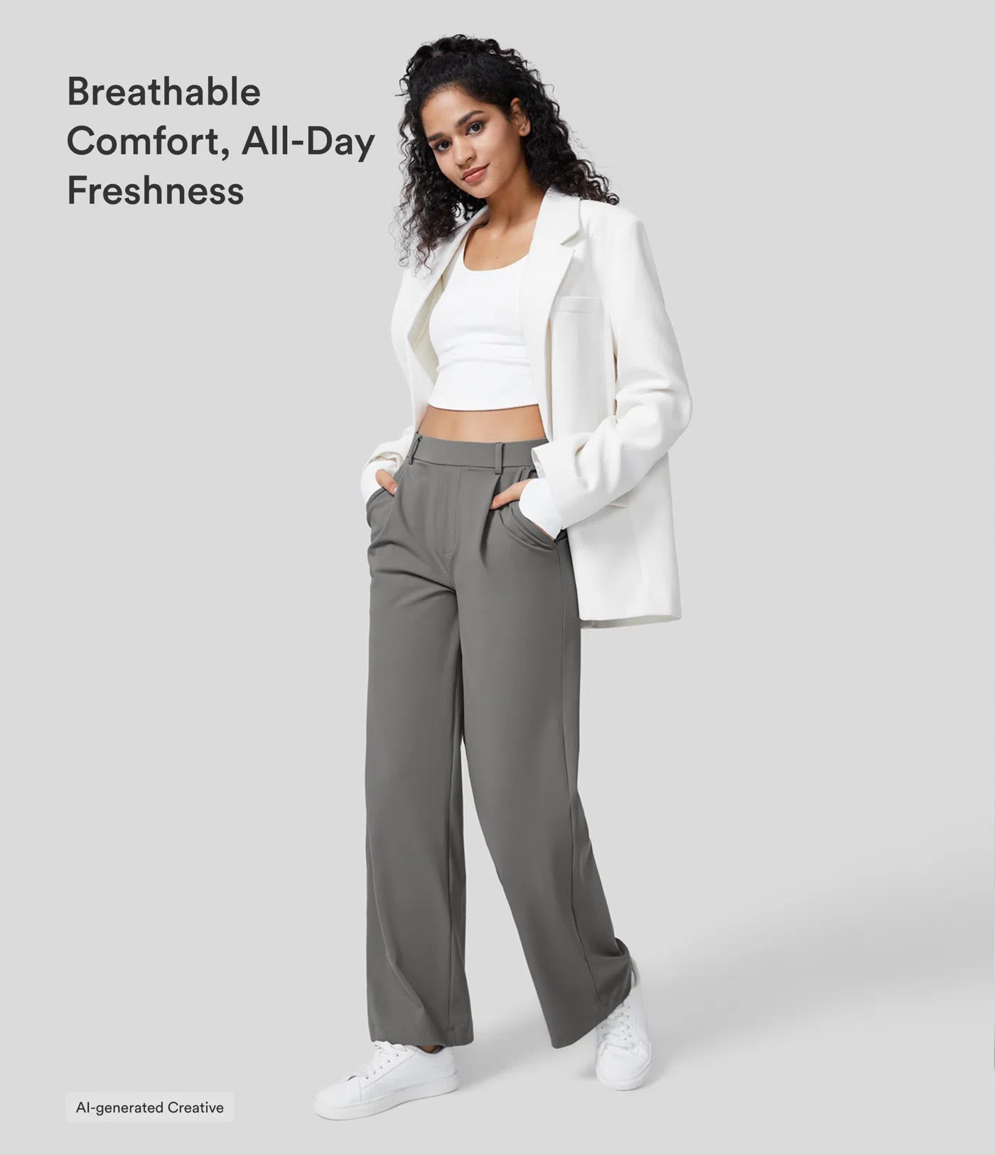 DayStretch High Waisted Pocket Straight Leg Work Pants