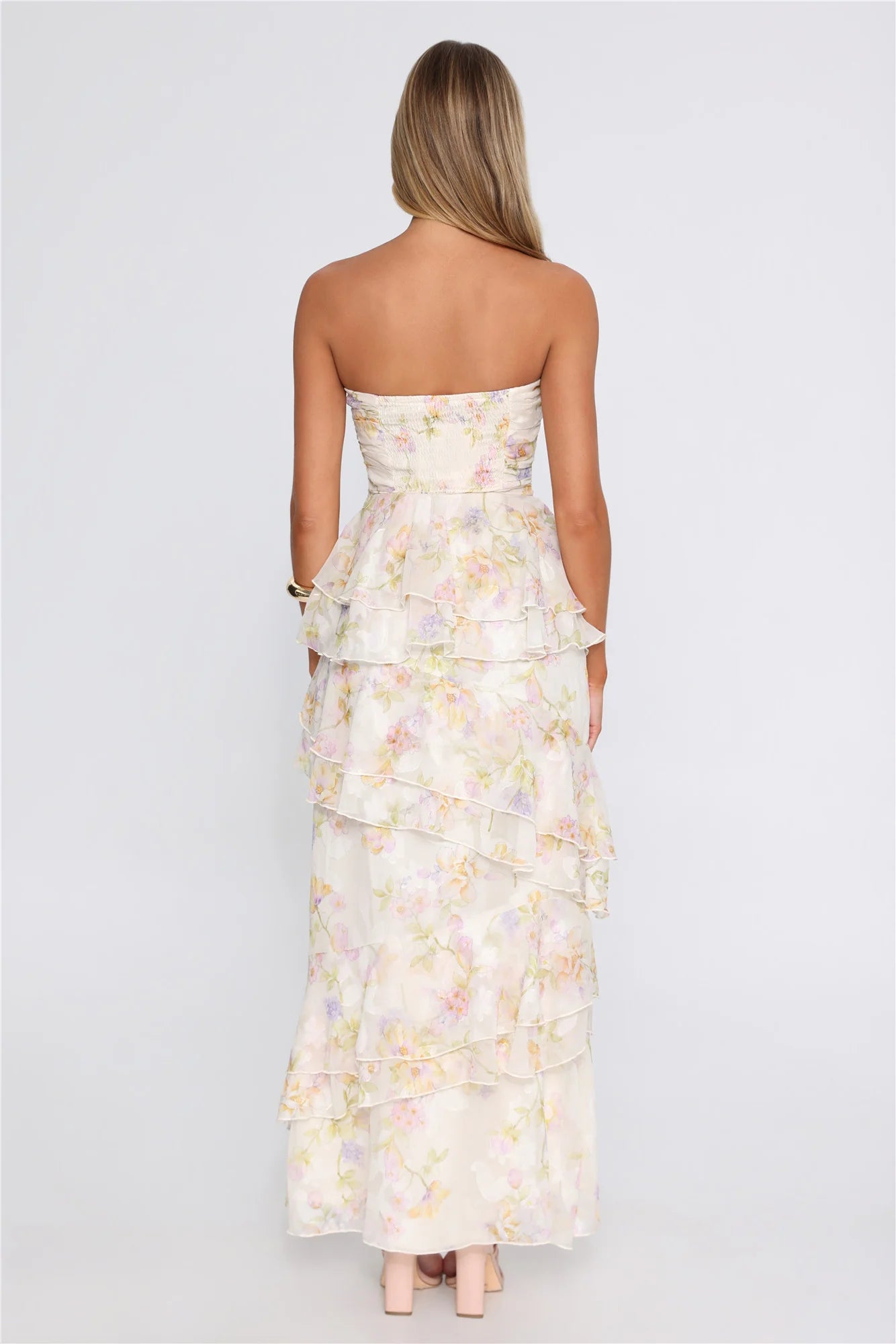 Easy Charm Strapless Maxi Dress Yellow